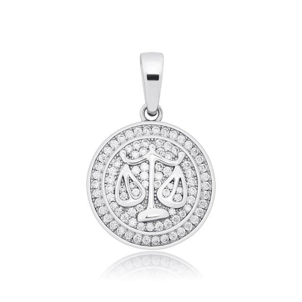 Round Zodiac Sign Pendant Tennis Chain