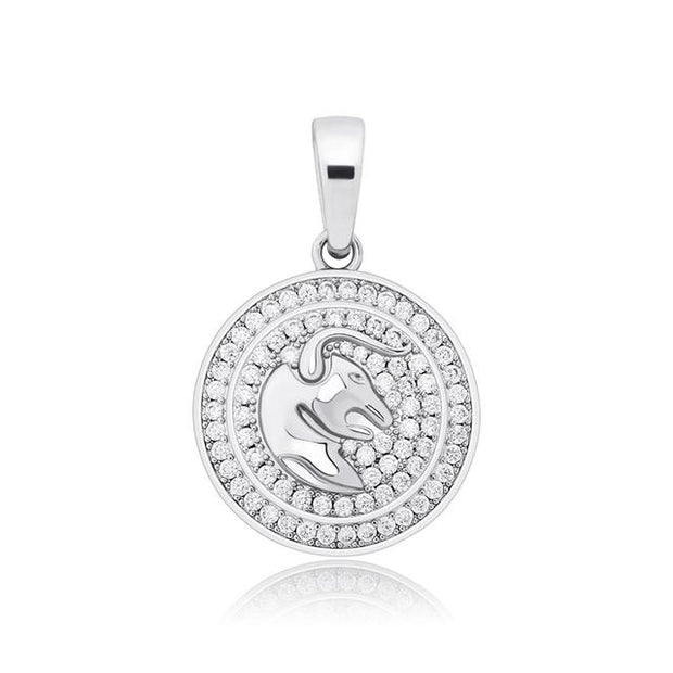 Round Zodiac Sign Pendant Tennis Chain