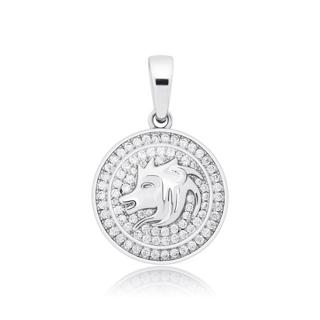 Round Zodiac Sign Pendant Tennis Chain