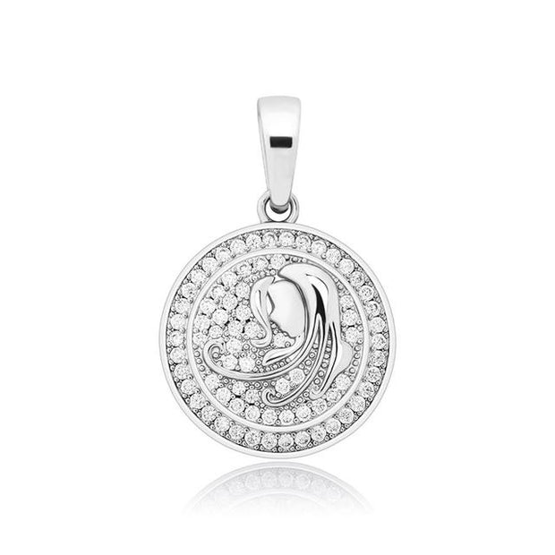 Round Zodiac Sign Pendant Tennis Chain