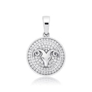 Round Zodiac Sign Pendant Tennis Chain