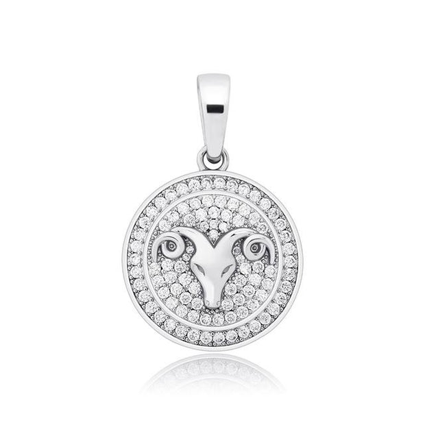 Round Zodiac Sign Pendant Tennis Chain