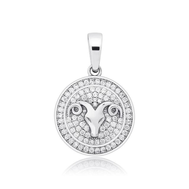 Round Zodiac Sign Pendant Tennis Chain