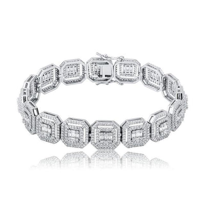 Damaris Silver 13mm Baguette Cluster Tennis Bracelet