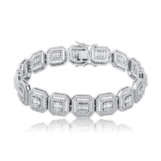 Damaris Silver 13mm Baguette Cluster Tennis Bracelet