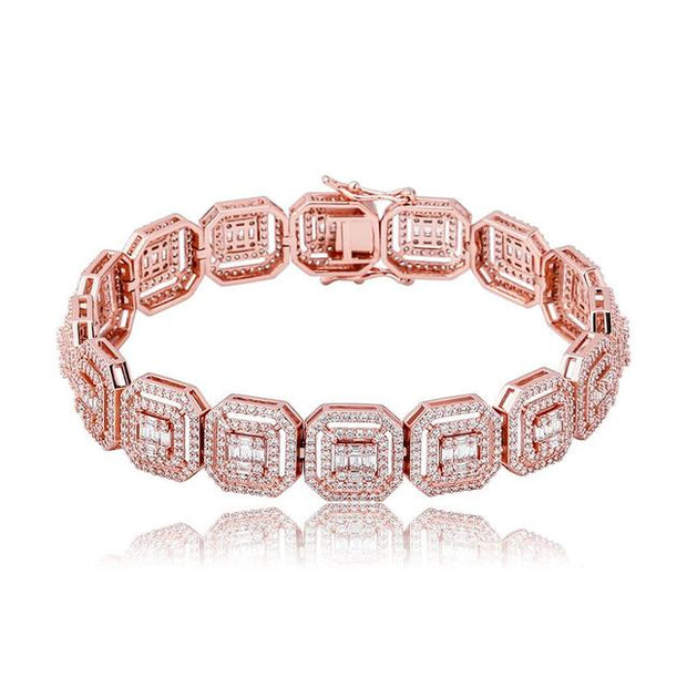 Damaris Silver 13mm Baguette Cluster Tennis Bracelet