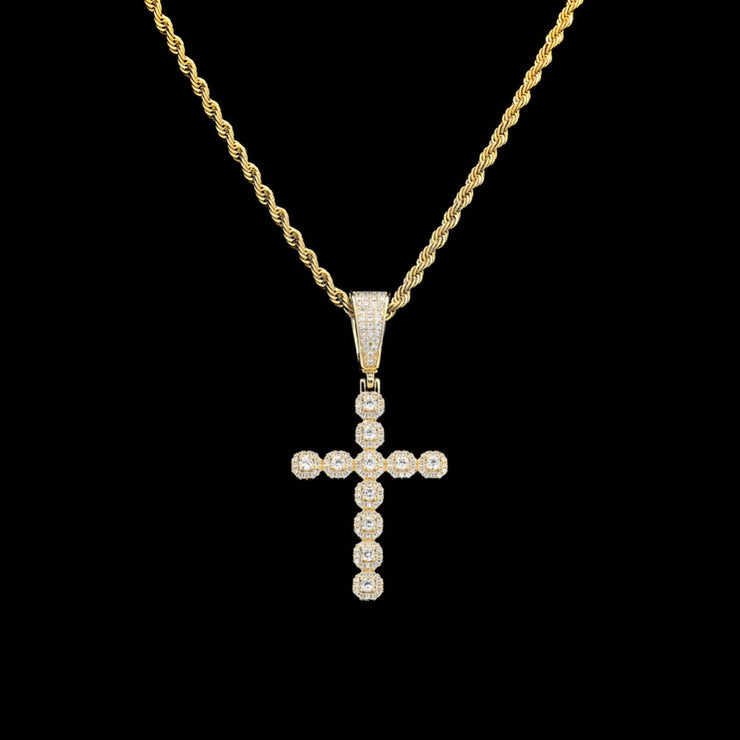 Diamond Cluster Cross Pendant Chain