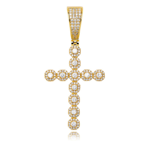 Diamond Cluster Cross Pendant Chain