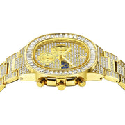 Gold Baguette Bezel Chronological Watch