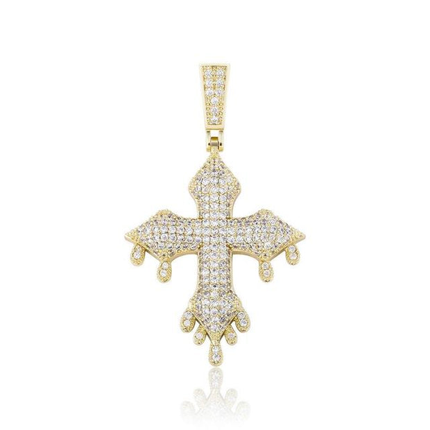 Drip Cross Pendant Tennis Chain