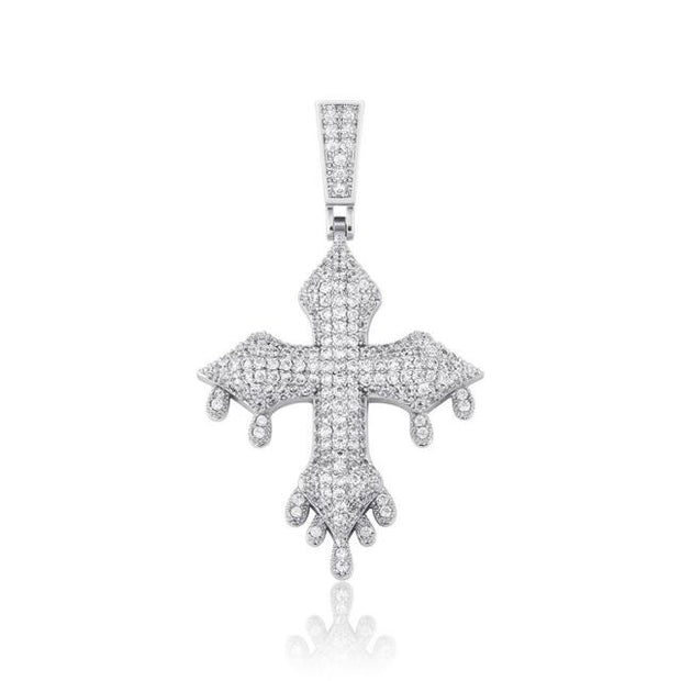 Drip Cross Pendant Tennis Chain