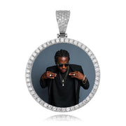 Silver Round Frame Picture Pendant Chain