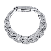 Vance Silver 16mm Baguette Mariner Link Bracelet