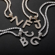 Baguette Letters Pendant Tennis Chain