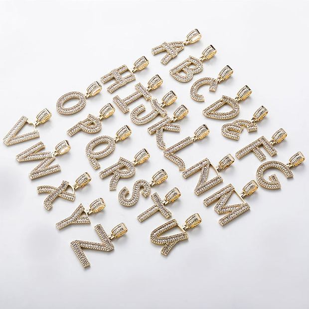 Baguette Letters Pendant Tennis Chain