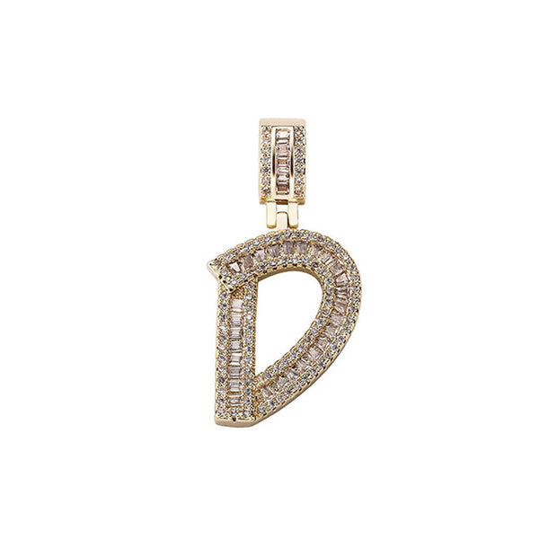 Baguette Letters Pendant Tennis Chain