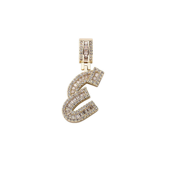 Baguette Letter Pendant Chain