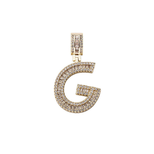 Baguette Letters Pendant Tennis Chain