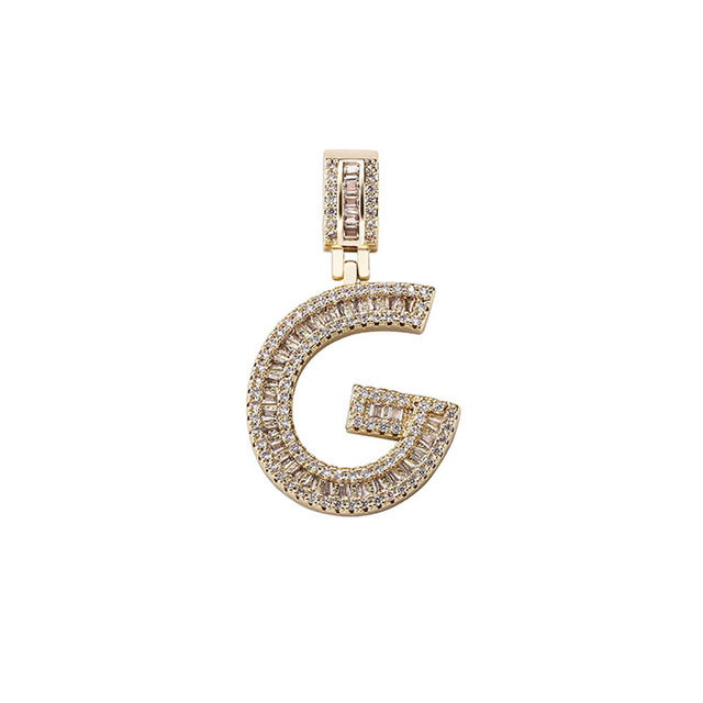 Baguette Letters Pendant Tennis Chain