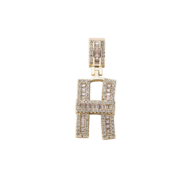 Baguette Letters Pendant Tennis Chain