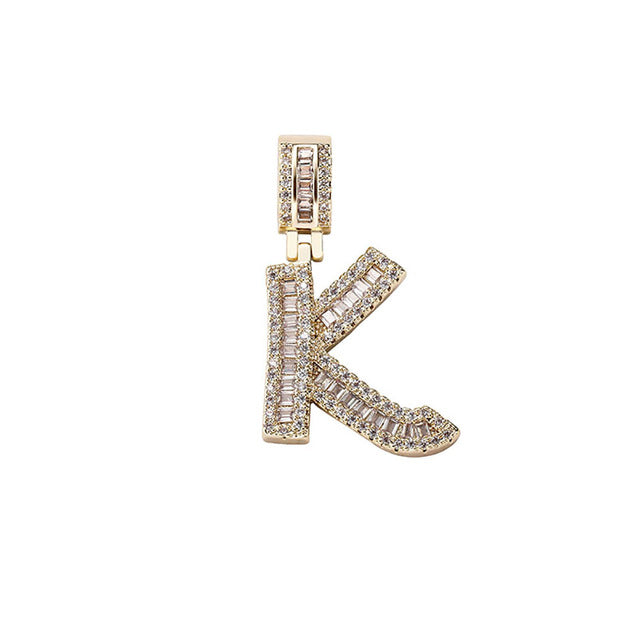 Baguette Letter Pendant Chain