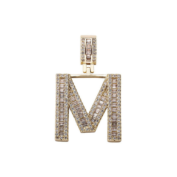 Baguette Letters Pendant Tennis Chain