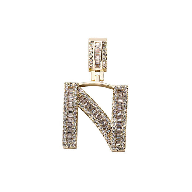 Baguette Letter Pendant Chain