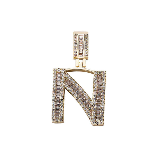 Baguette Letters Pendant Tennis Chain