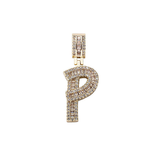 Baguette Letters Pendant Tennis Chain