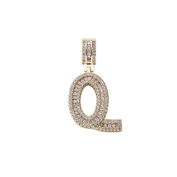 Baguette Letters Pendant Tennis Chain