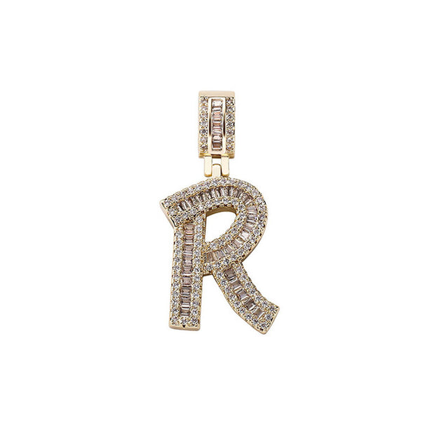 Baguette Letters Pendant Tennis Chain