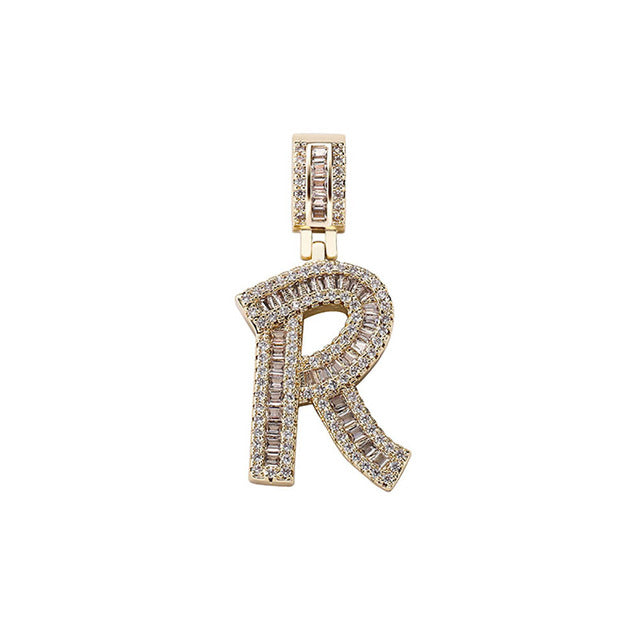 Baguette Letter Pendant Chain