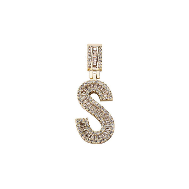 Baguette Letters Pendant Tennis Chain