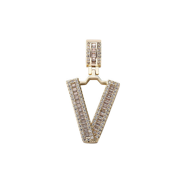 Baguette Letter Pendant Chain