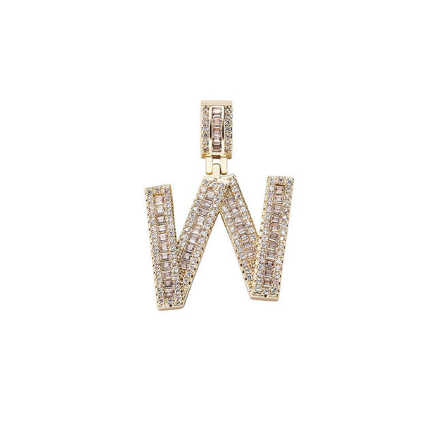 Baguette Letter Pendant Chain