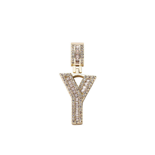 Baguette Letter Pendant Chain