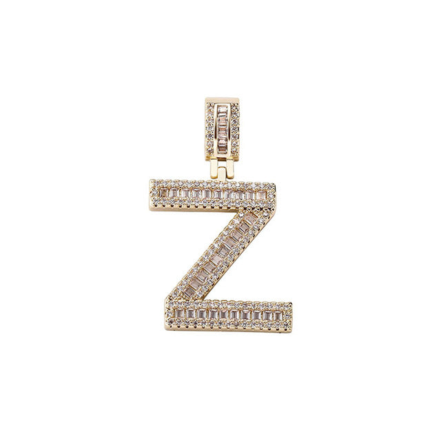 Baguette Letters Pendant Tennis Chain