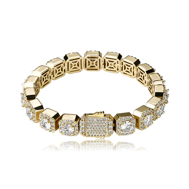 Paolo Gold 10mm Cluster Tennis Bracelet