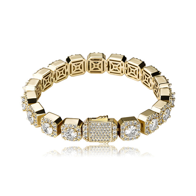 Paolo Gold 10mm Cluster Tennis Bracelet