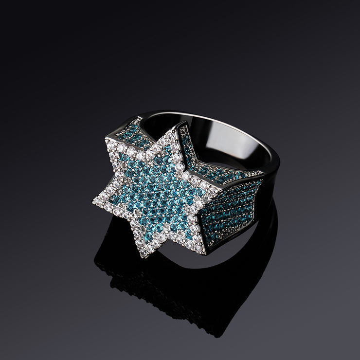 Money Blue Six-Point Star Ring