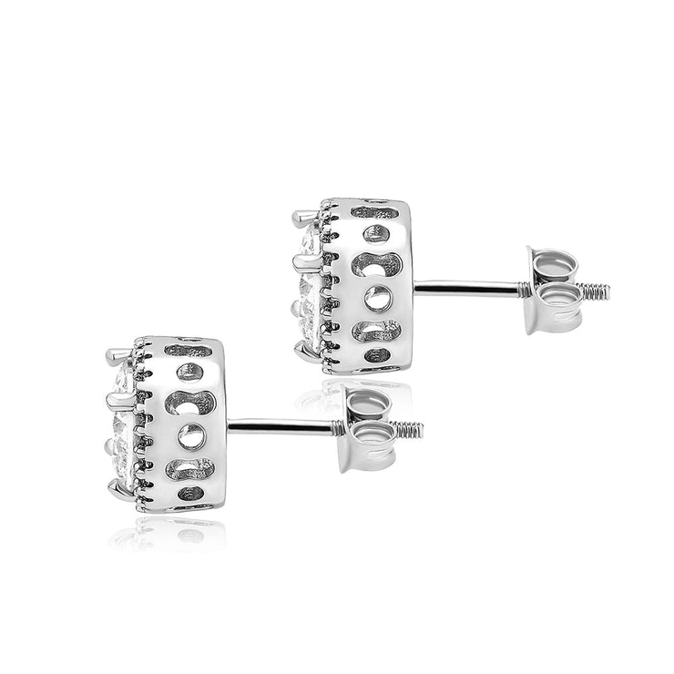 Allen Silver Halo Round Stud Earrings