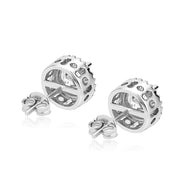 Allen Silver Halo Round Stud Earrings