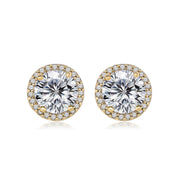 Allen Gold Halo Round Stud Earrings