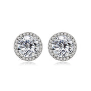 Allen Silver Halo Round Stud Earrings