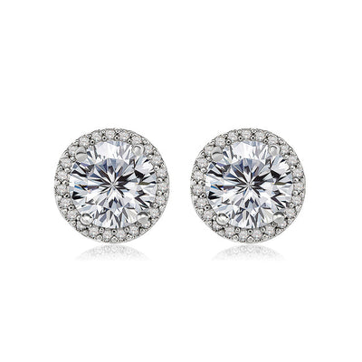 Allen Silver Halo Round Stud Earrings