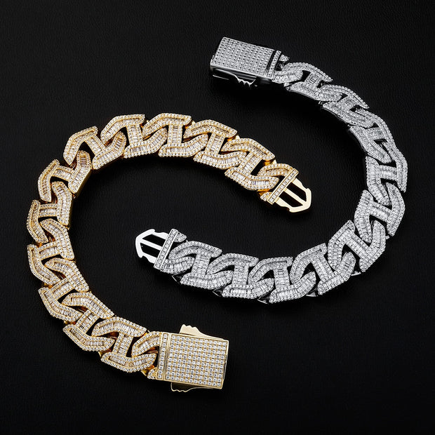 Vance Gold 16mm Baguette Mariner Link Bracelet