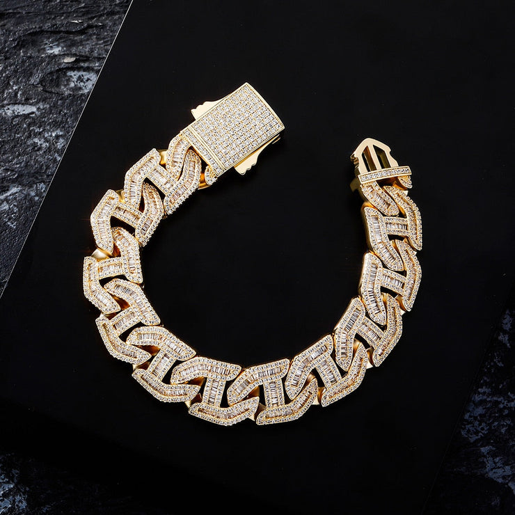 Vance Silver 16mm Baguette Mariner Link Bracelet