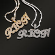 Silver Cursive Baguette Custom Name Chain