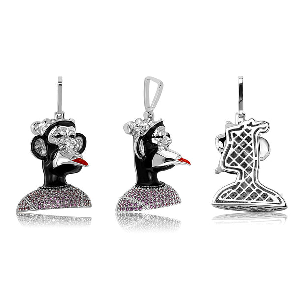 Silver Diamond Bored Ape NFT Pendant Chain